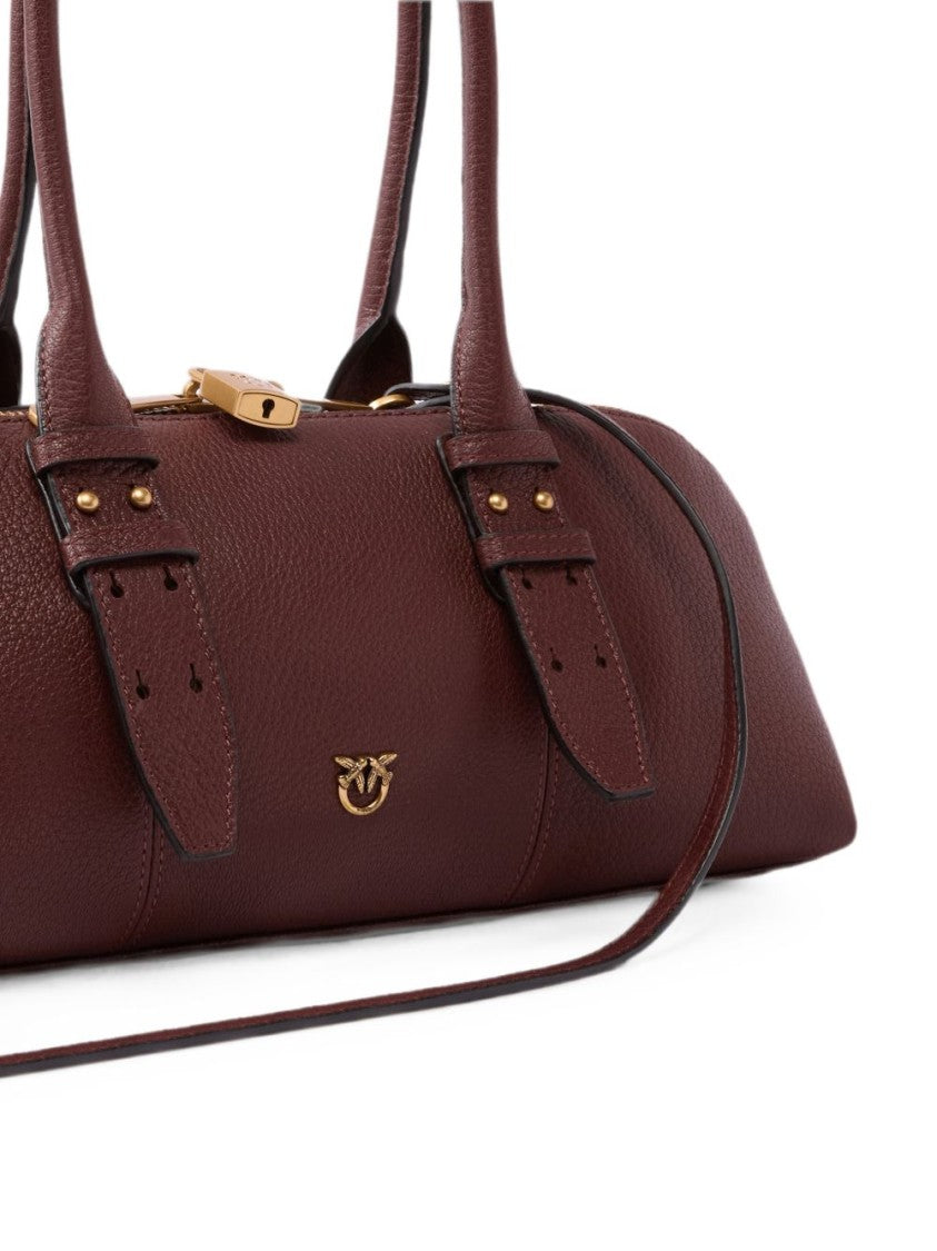 Pinko Elongated Pebbled Texture Gold-Tone Handbag