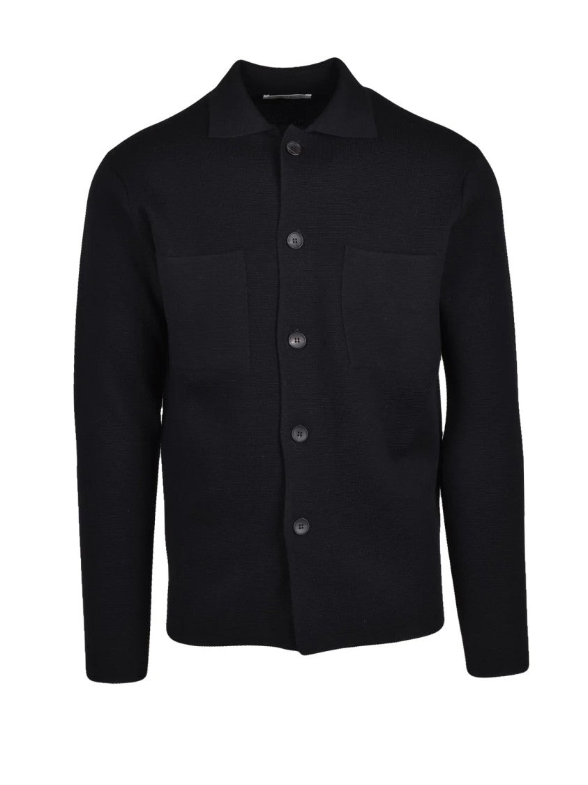 Filippo De Laurentiis Black Merino Wool Cardigan