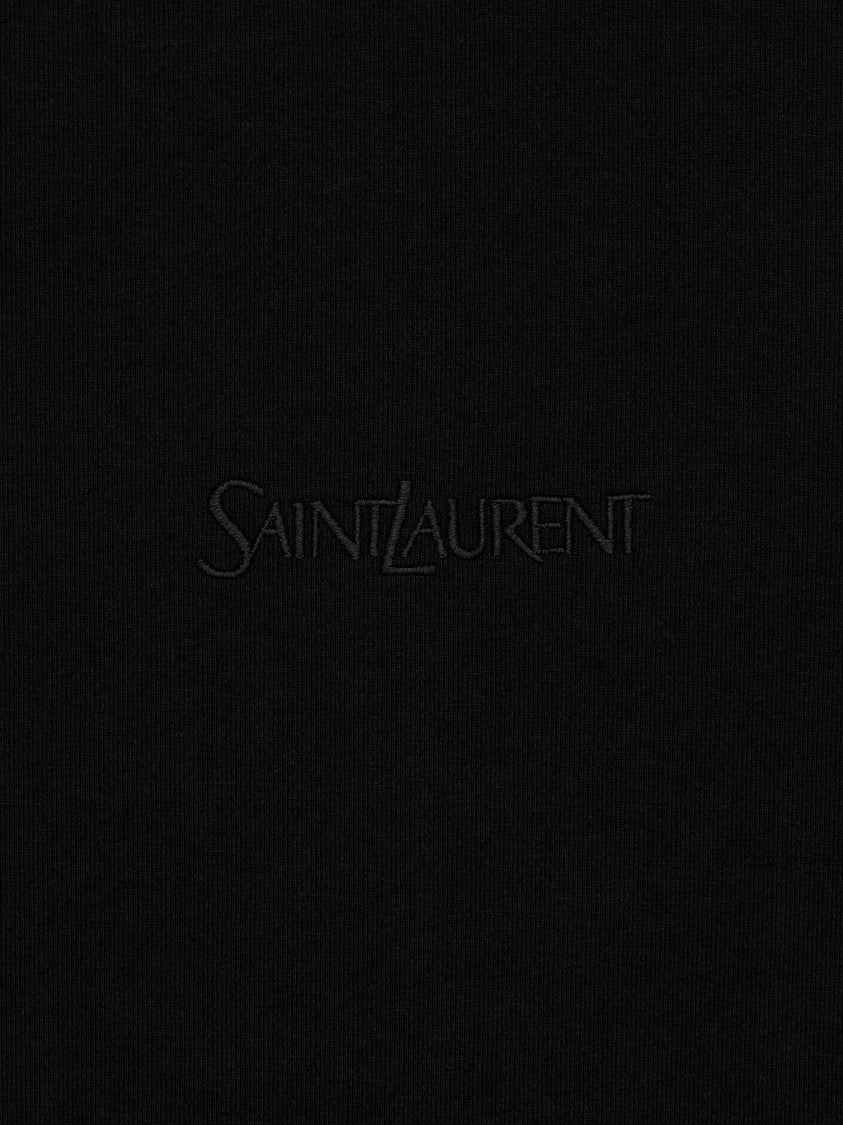 Saint Laurent Black Short-Sleeve Tonal Logo T-Shirt