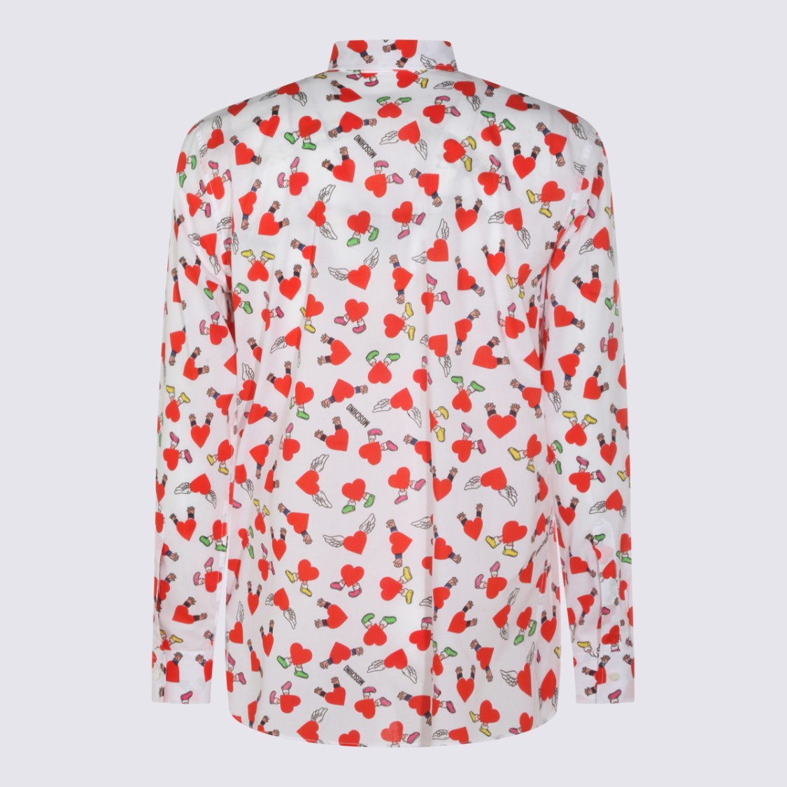 Moschino Long-Sleeve White Casual Shirt With Heart Motif