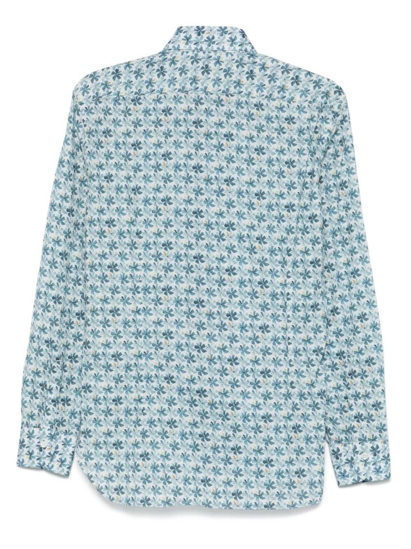 Barba Napoli Floral Pattern Cotton Shirt