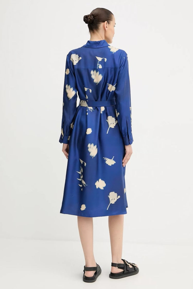 Max Mara Silk Midi Dress With Classic Collar