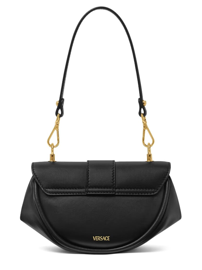 Versace Black Crescent Calf Leather Shoulder Bag