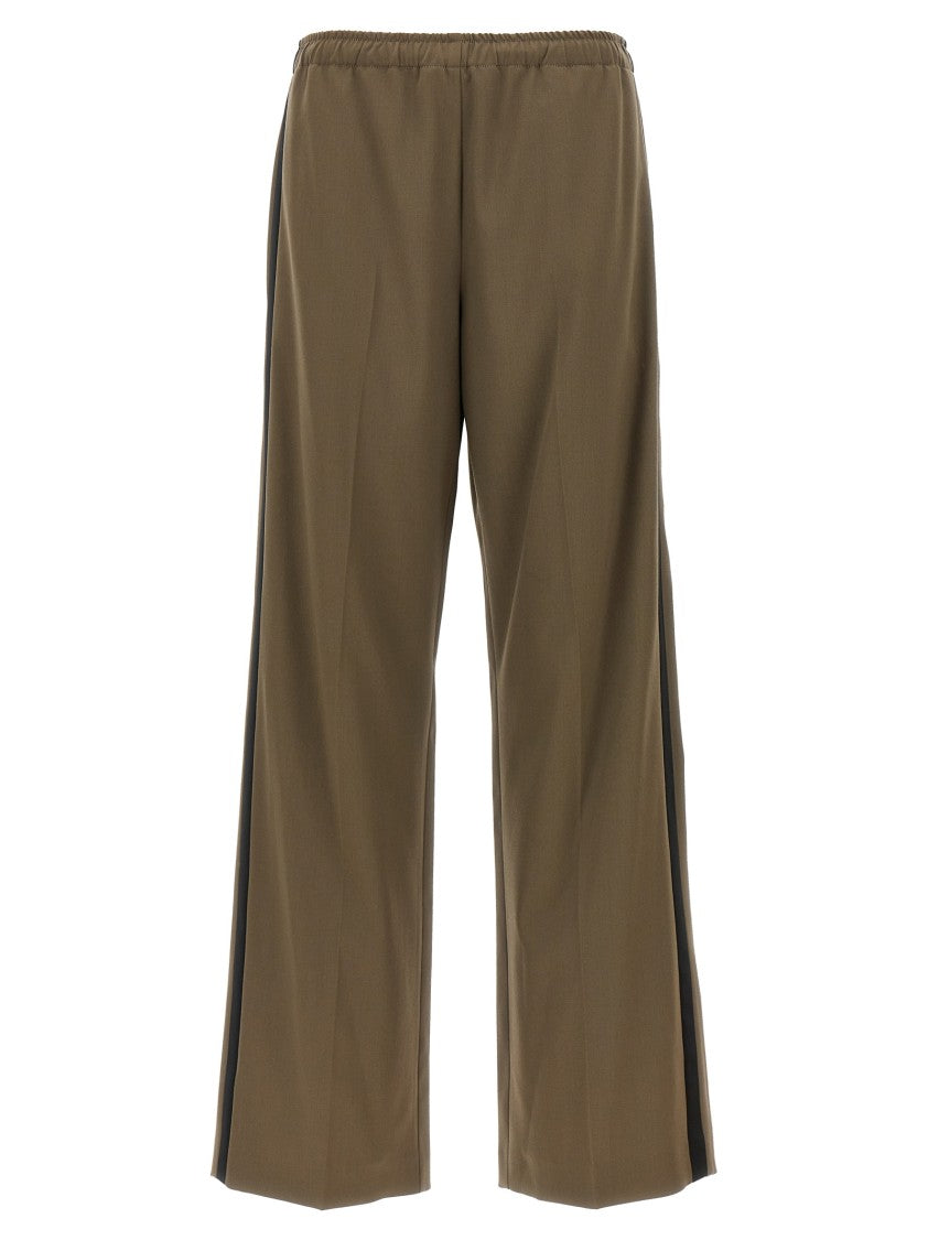 Mm6 By Maison Margiela Brown Satin Band Pants With Contrast Detailing