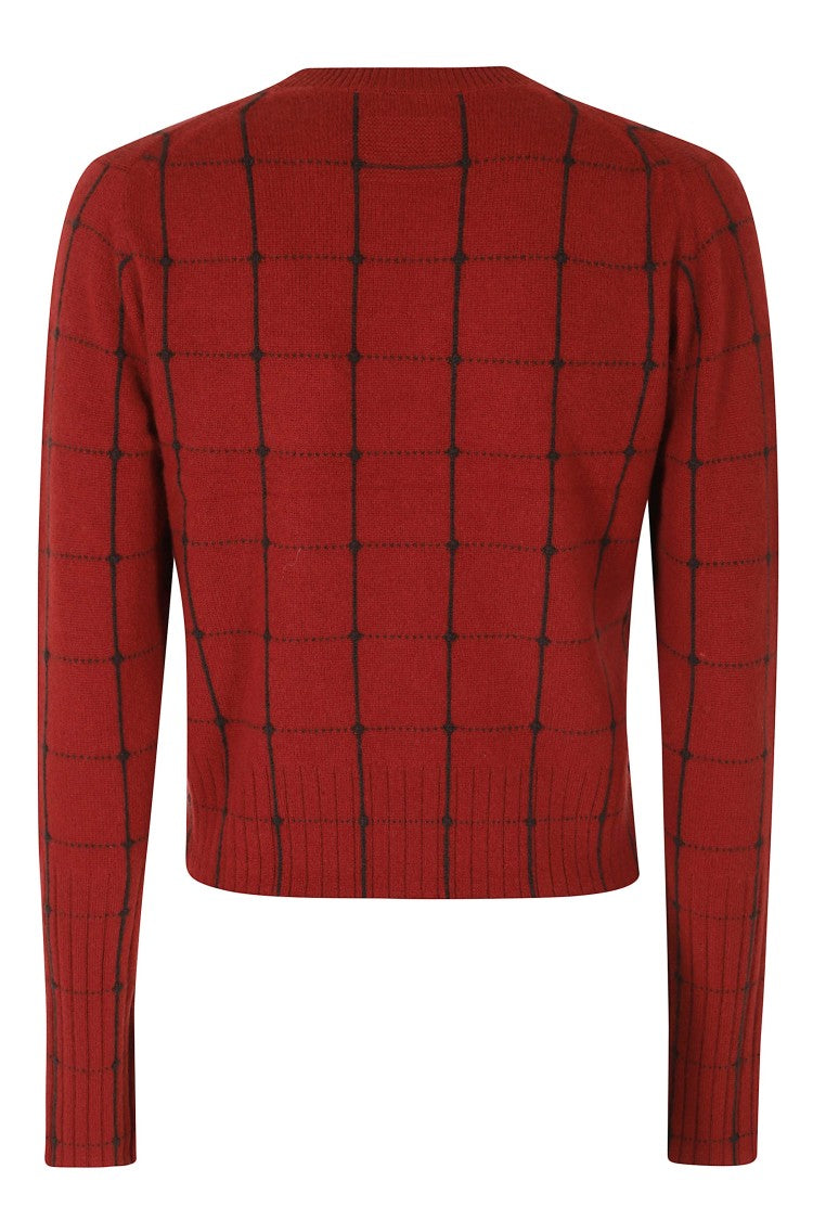Guest In Residence Red Shrunken Checker Cropped Cashmere Sweater