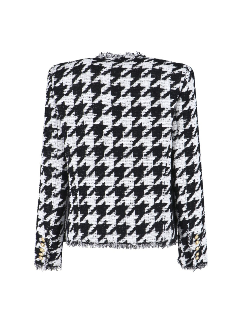 Balmain Classic Houndstooth Jacket With Gold-Tone Accents