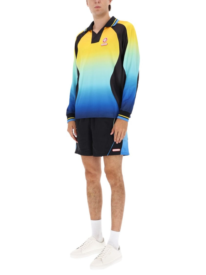 Casablanca Sporty Black Shorts With Colorful Accent Panels