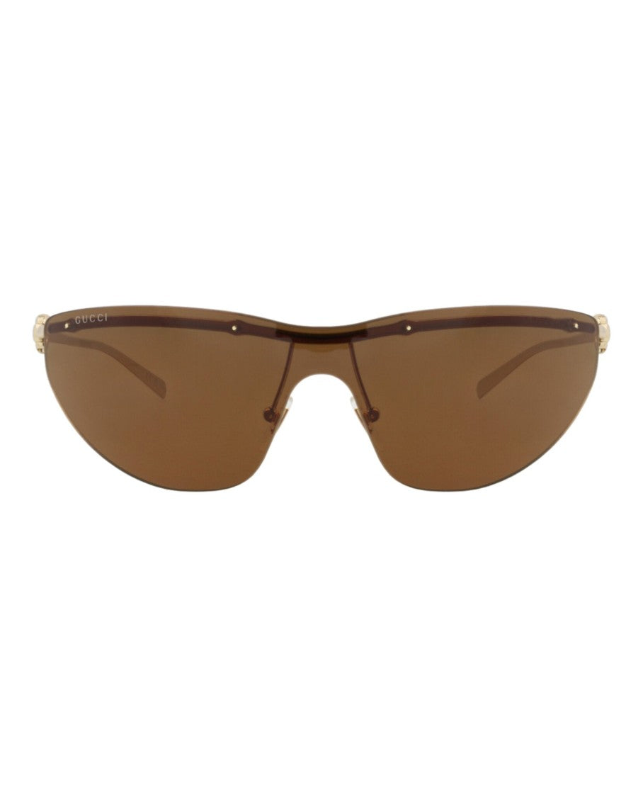 Gucci Shield-Frame Metal Sunglasses