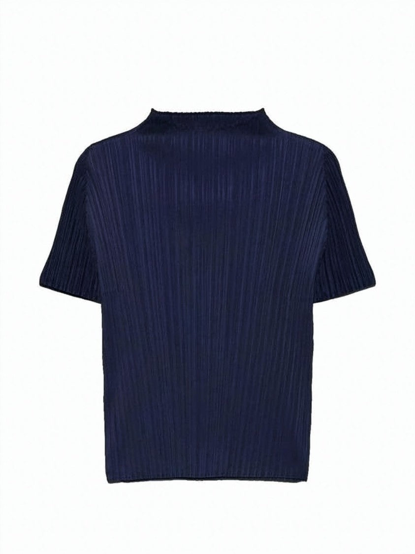 Pleats Please Boxy Short-Sleeved Top With Pleated Fabric Detail