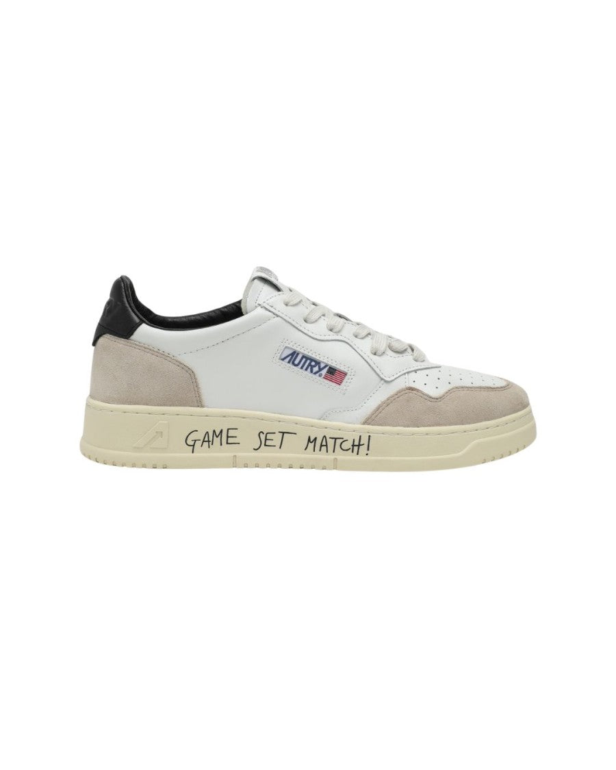 Autry Medalist Low Sneakers In White Leather And Suede With Custom Lettering