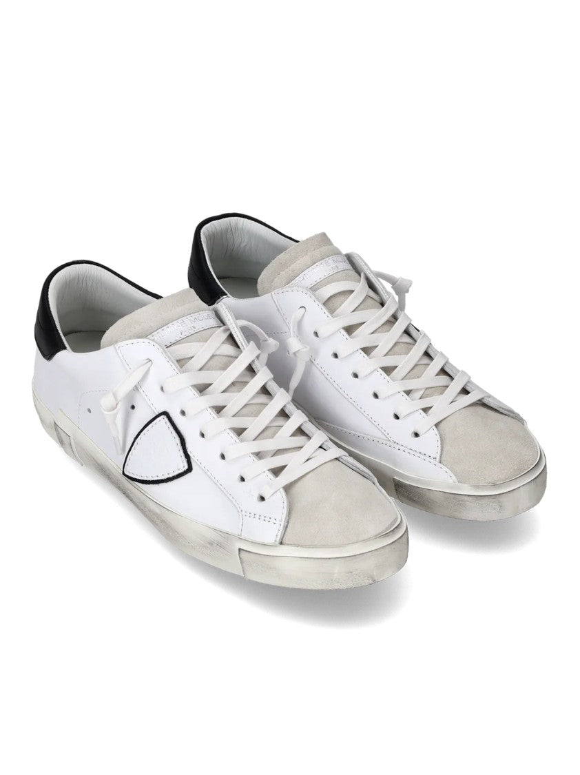 Philippe Model Low-Top Sneakers With Distressed White Leather Upper