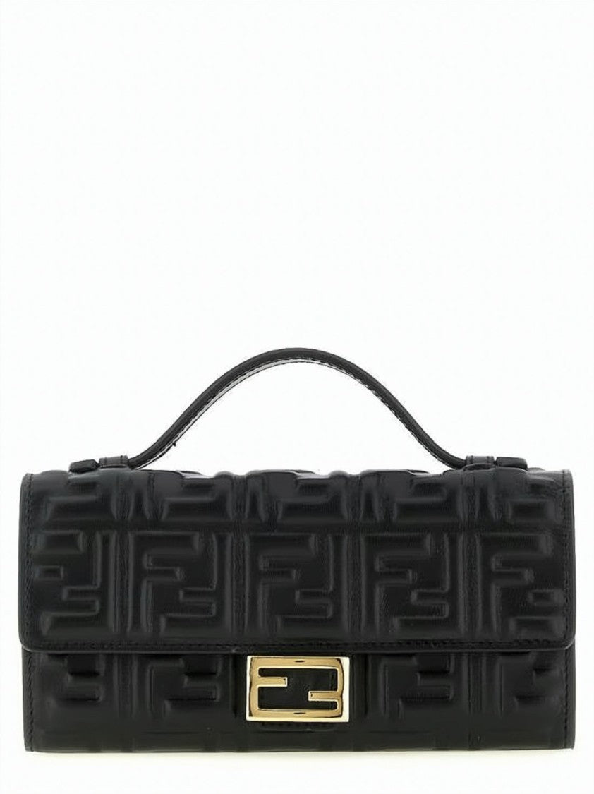 Fendi Black Geometric Pattern Lambskin Crossbody Bag