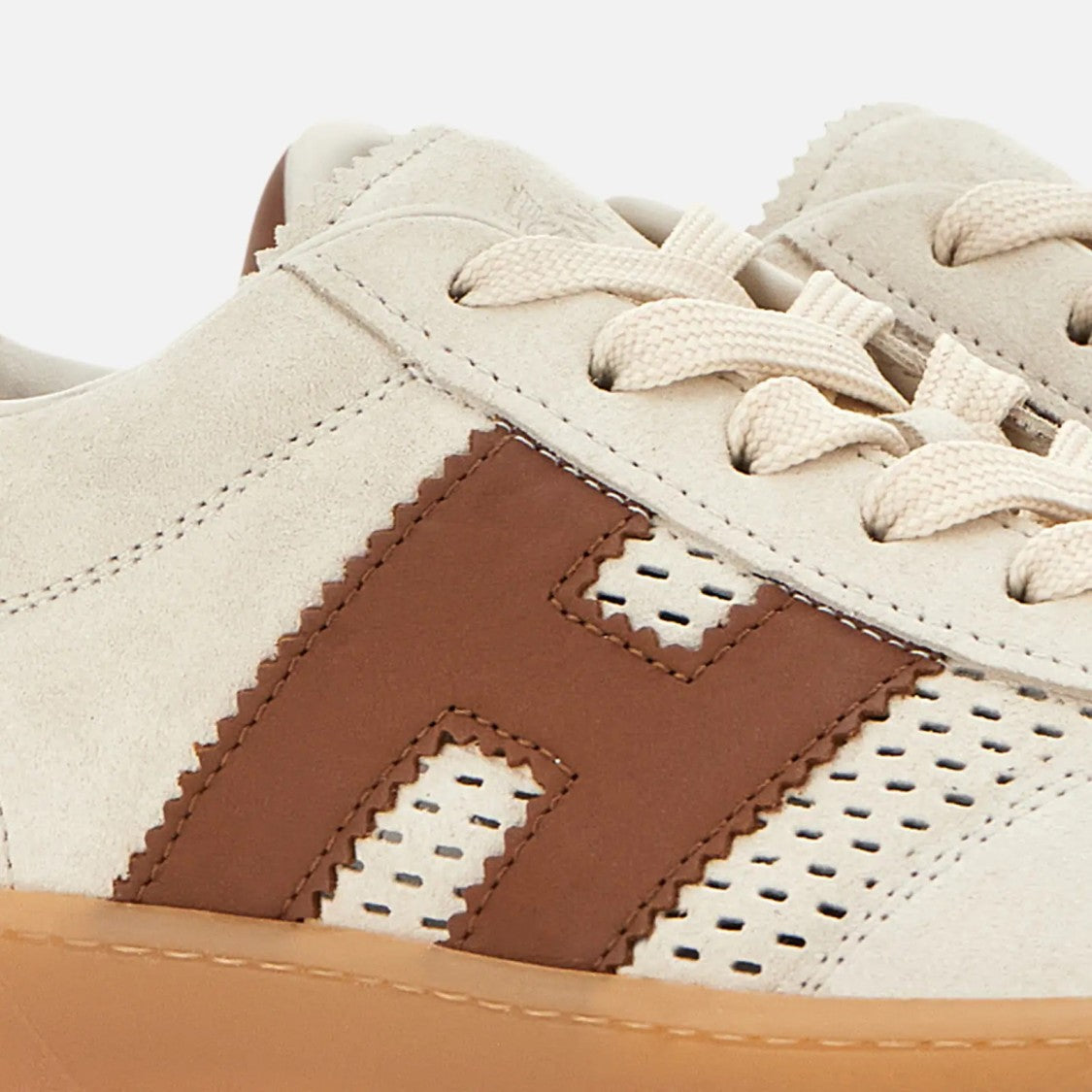 Hogan Beige Brown Cool Allacciato Forature Sneakers