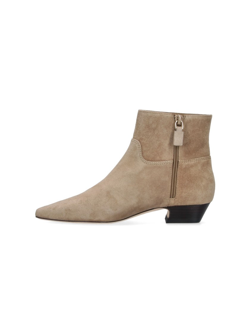Stuart Weitzman Beige Stassi Calf Leather Ankle Boots