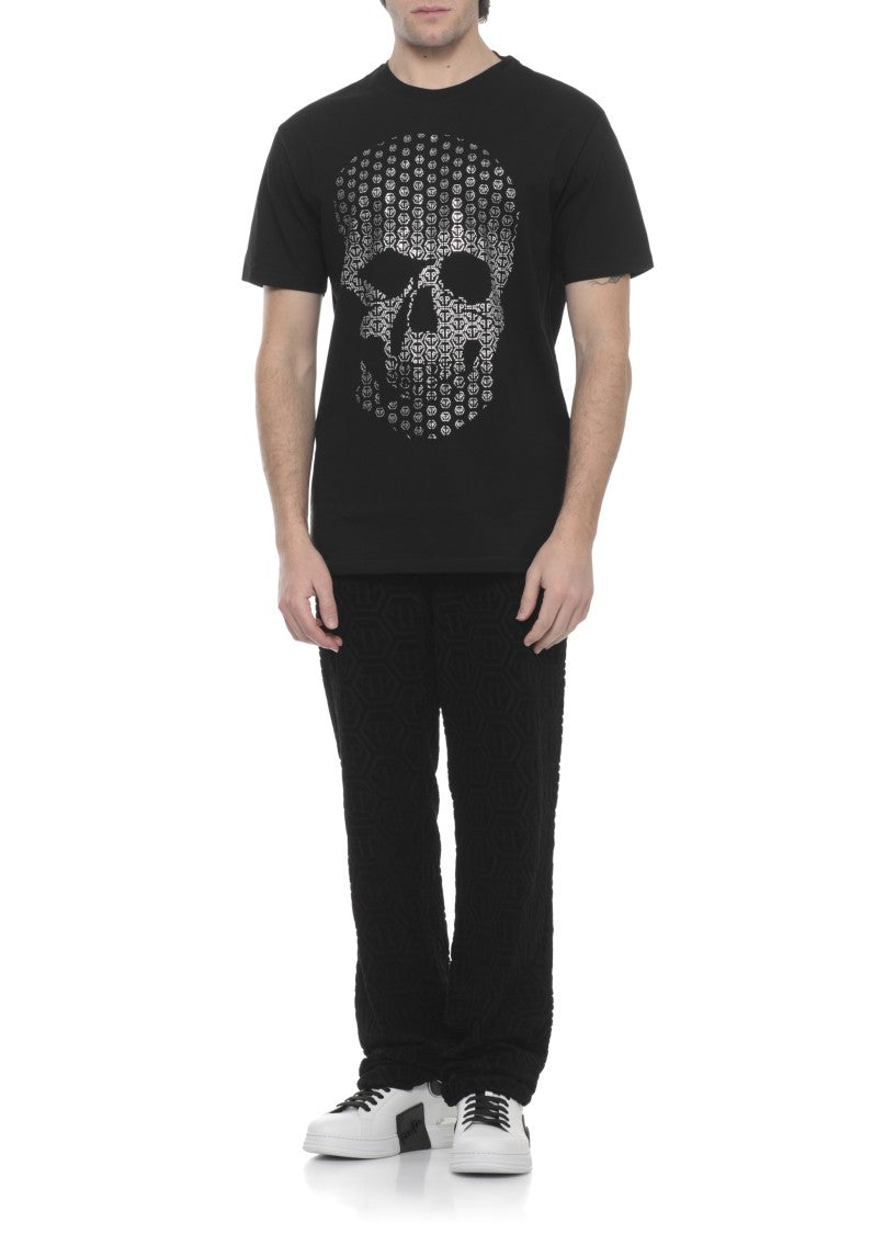Philipp Plein Black Skull Strass Cotton T-Shirt