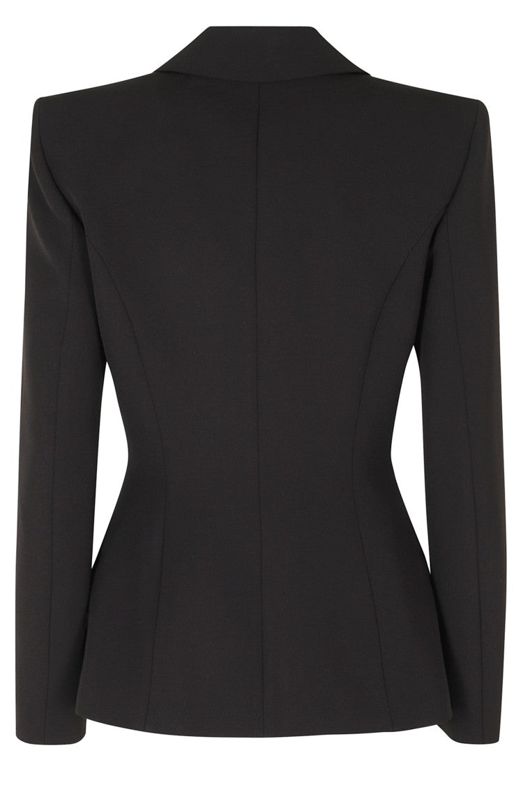 Nissa Black Notched Lapel Single-Breasted Polyester Blazer