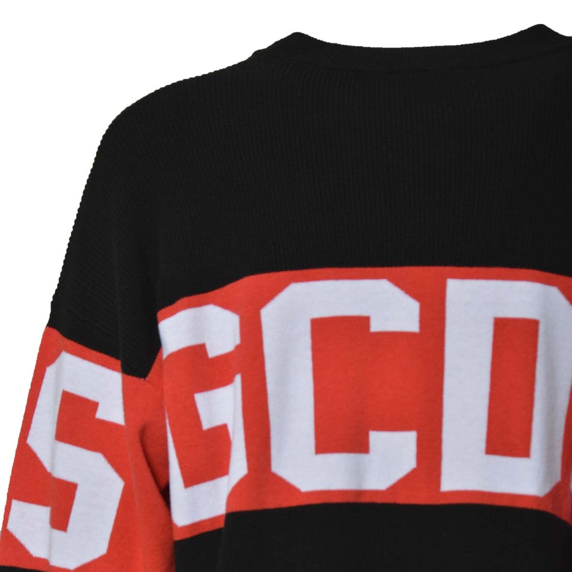 Gcds Black Wool Band Logo Crewneck Sweater