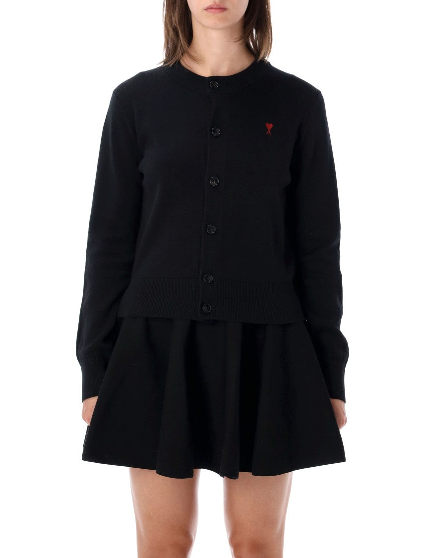 Ami Paris Quota Crewneck Ami De Coeur Merino Wool Cardigan