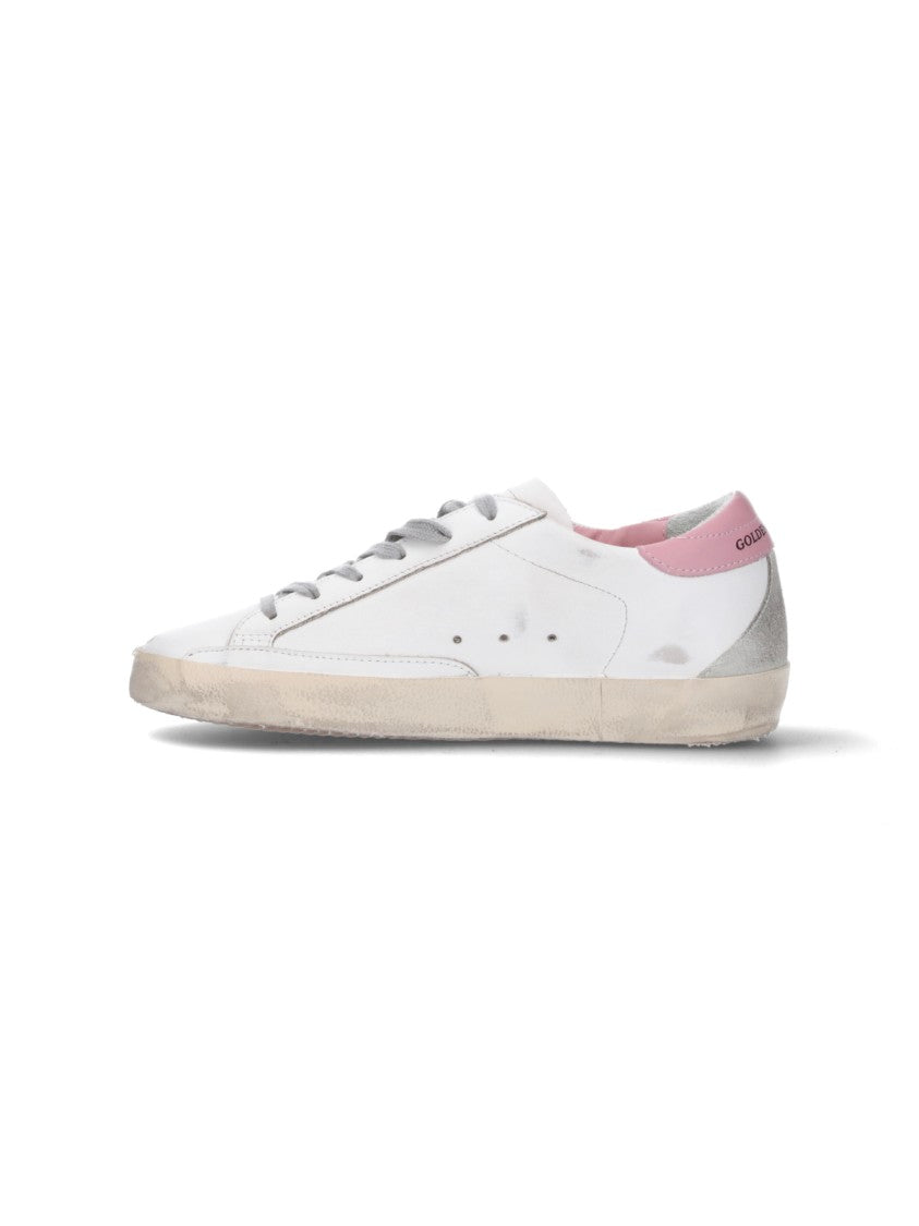 Golden Goose White Super-Star Worn Leather Low-Top Sneakers