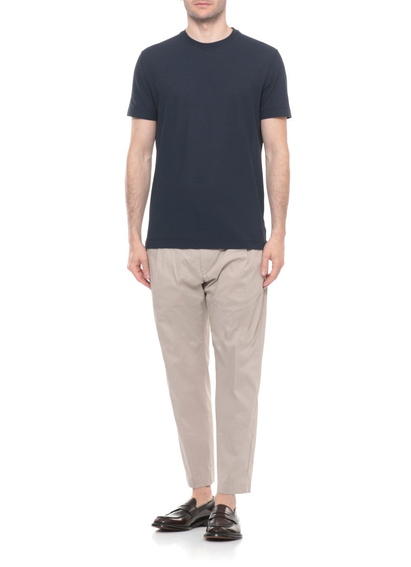 Zanone Blue Cotton Crewneck T-Shirt