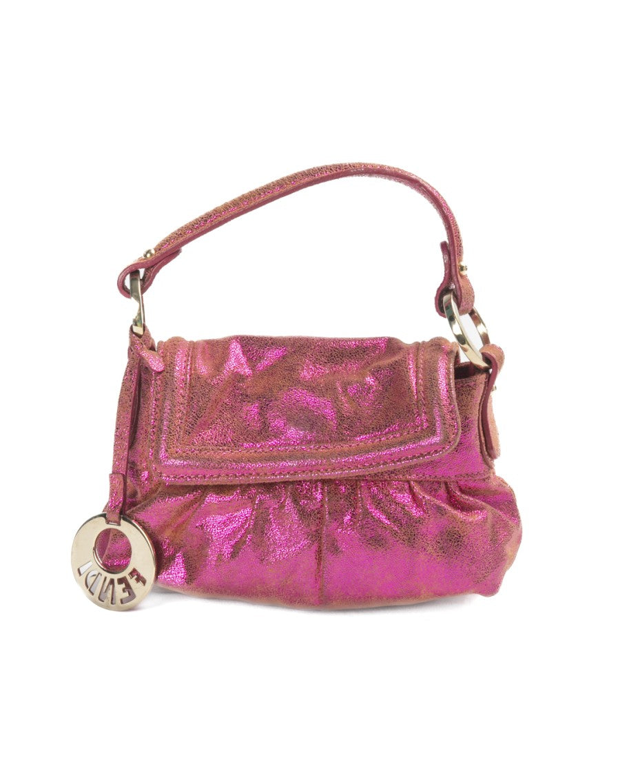 Fendi Chef Mini Metallic Fabric Handbag - Fuchsia
