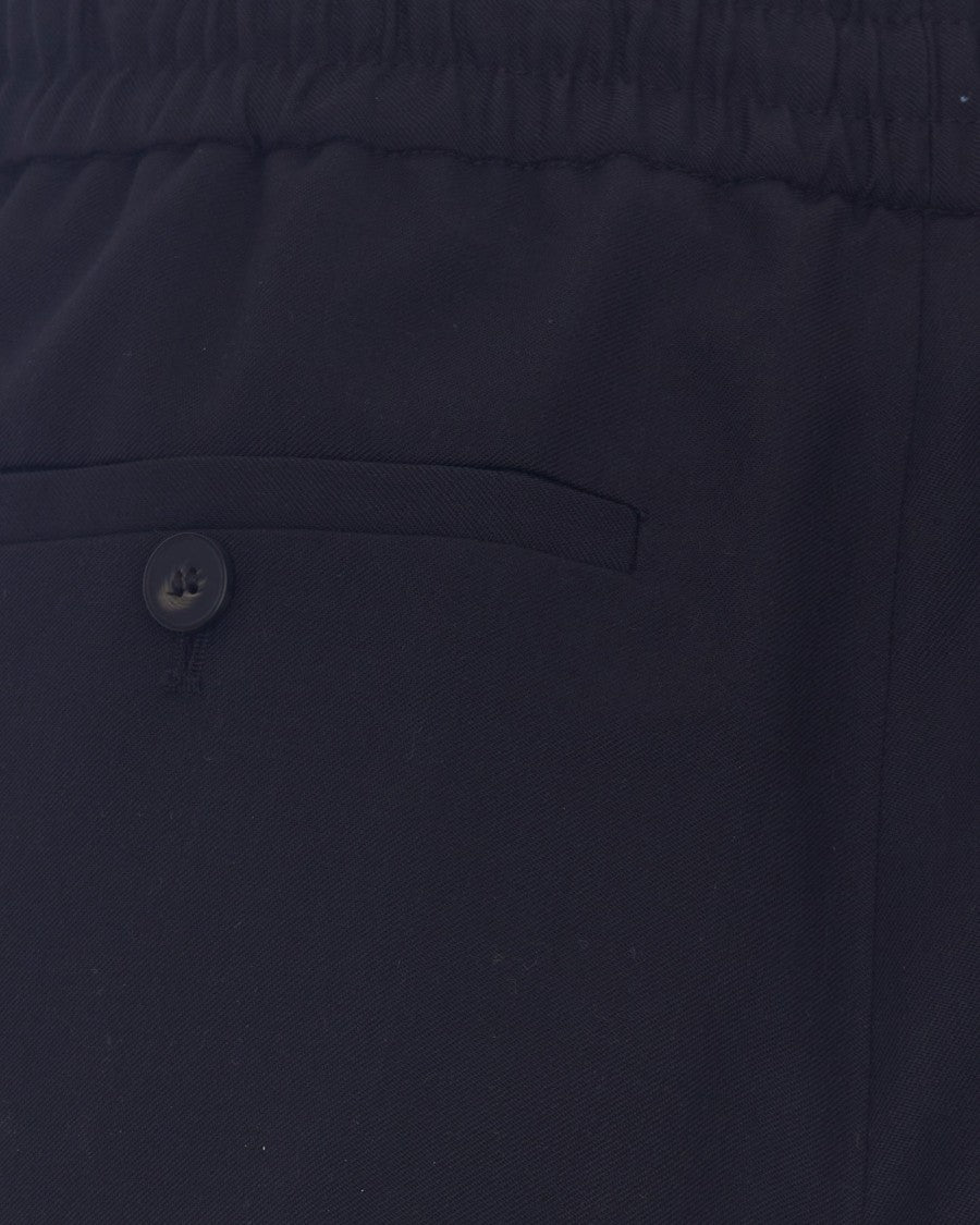 Drôle De Monsieur Straight-Cut Wool Blend Trousers With Embossed Drawstring