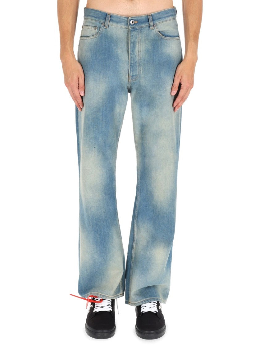 Off-White Relaxed Wide-Leg Raw Patch Jeans