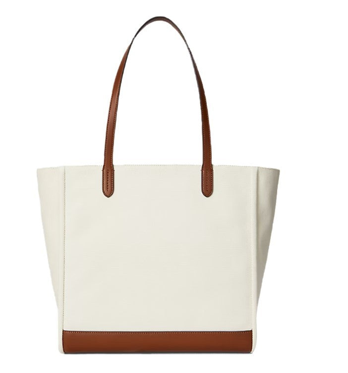 Lauren Ralph Lauren Oversized Natural Leather Tote With Signature Logo