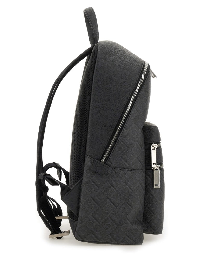 Ferragamo Textured Monogram Logo Backpack