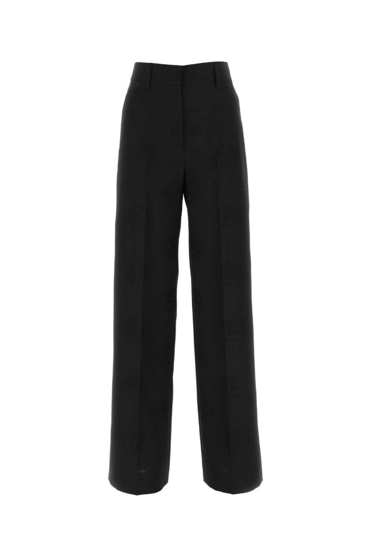Burberry Black Wool Blend Wide-Leg Pant