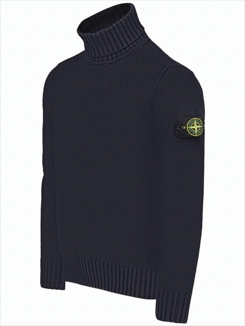 Stone Island Knitted Turtleneck Sweater With Ribbed Detailing