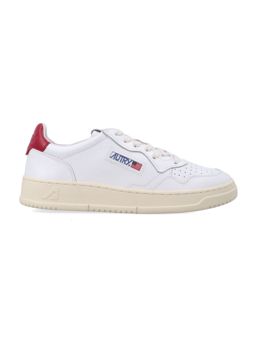 Autry Smooth White Leather Low-Top Sneakers With Perforated Toe Detail
