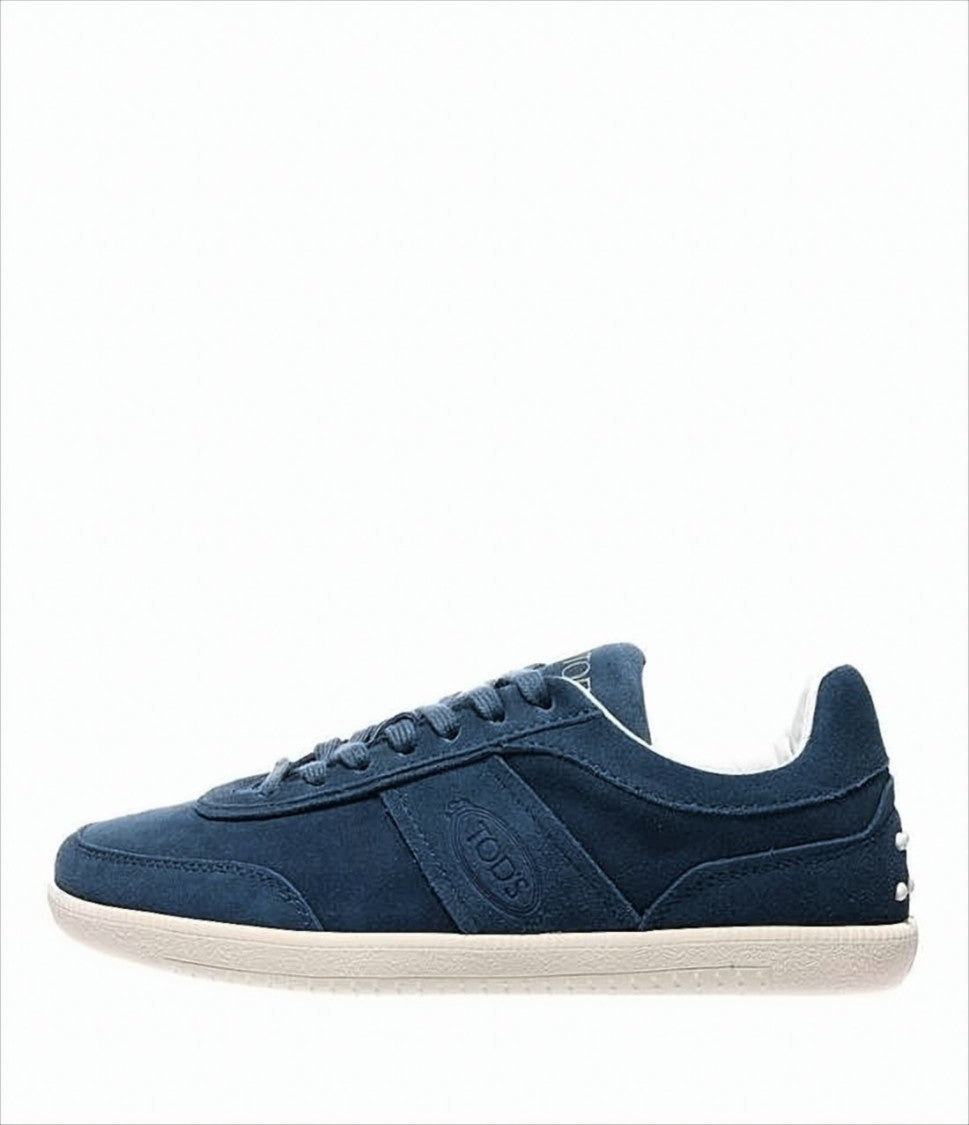 Tod's Navy Suede Low-Top Sneakers With Rubber Sole