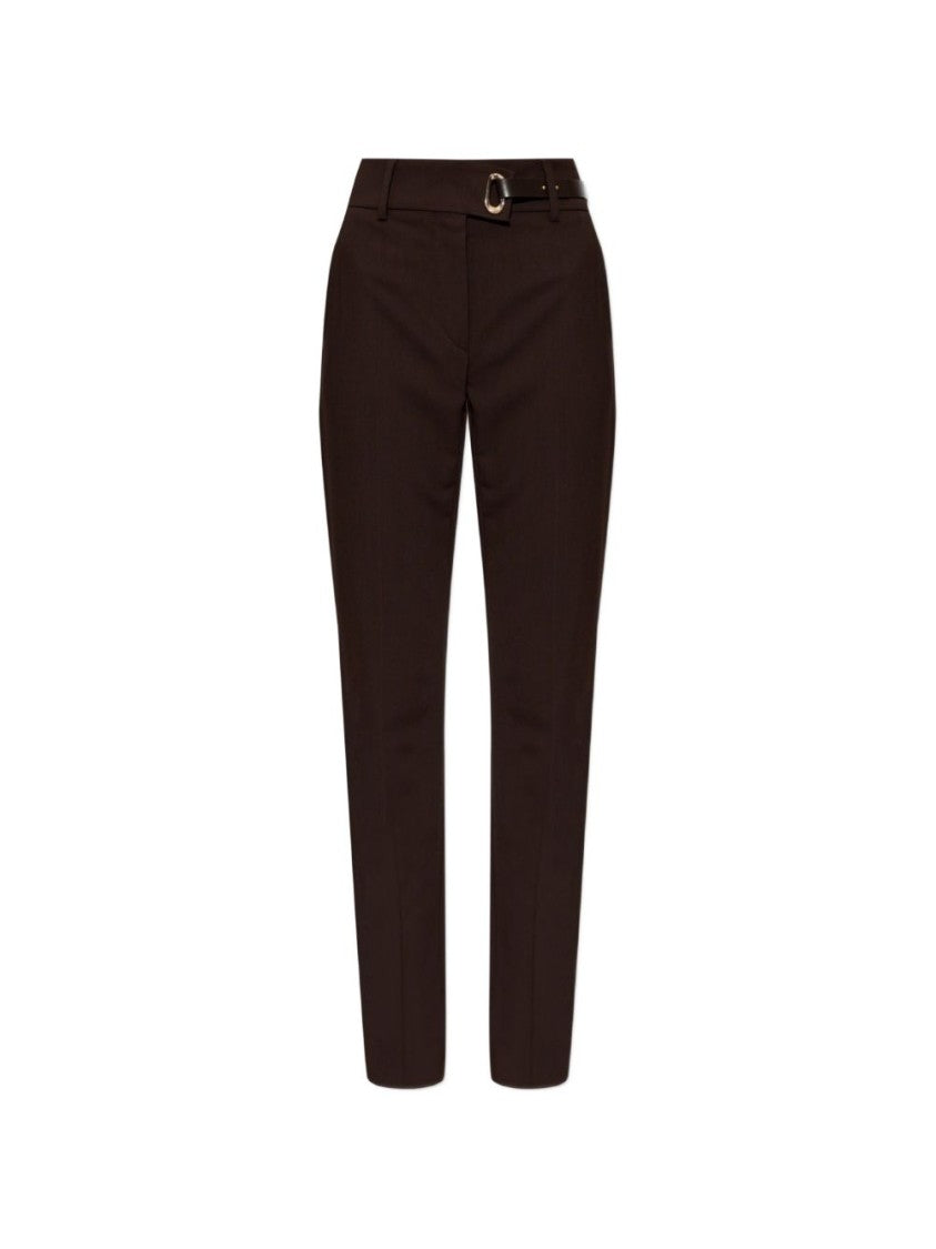 Sportmax Black Straight-Leg Belt Gold Buckle Pants