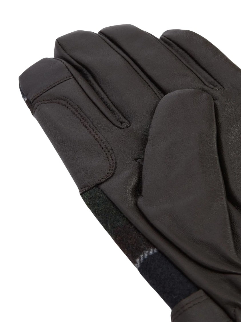 Barbour Leather-Plaid Secure Wrist Strap Leather Gloves