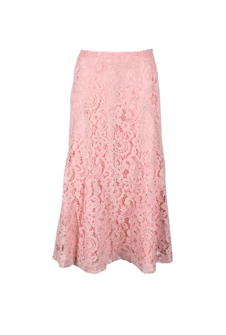 Semi Couture Antique Pink Lace Cotton-Blend Long Skirt