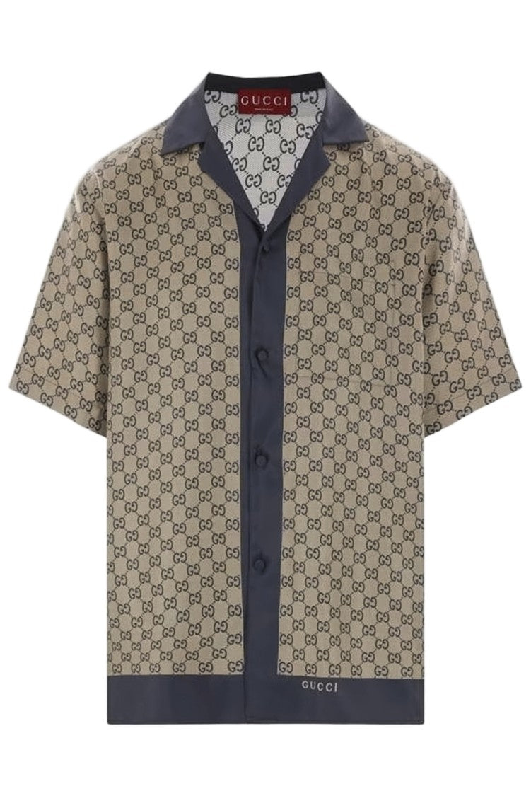 Gucci Silk Short-Sleeve Shirt With Interlocking Double-G Pattern