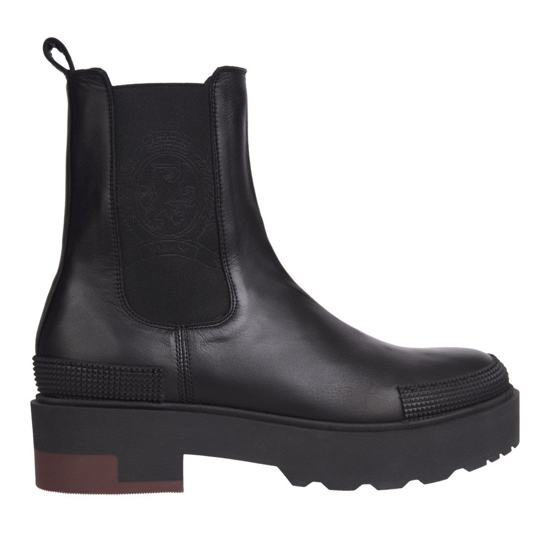 Tommy Hilfiger Black Leather Chunky Elastic Panel Boots