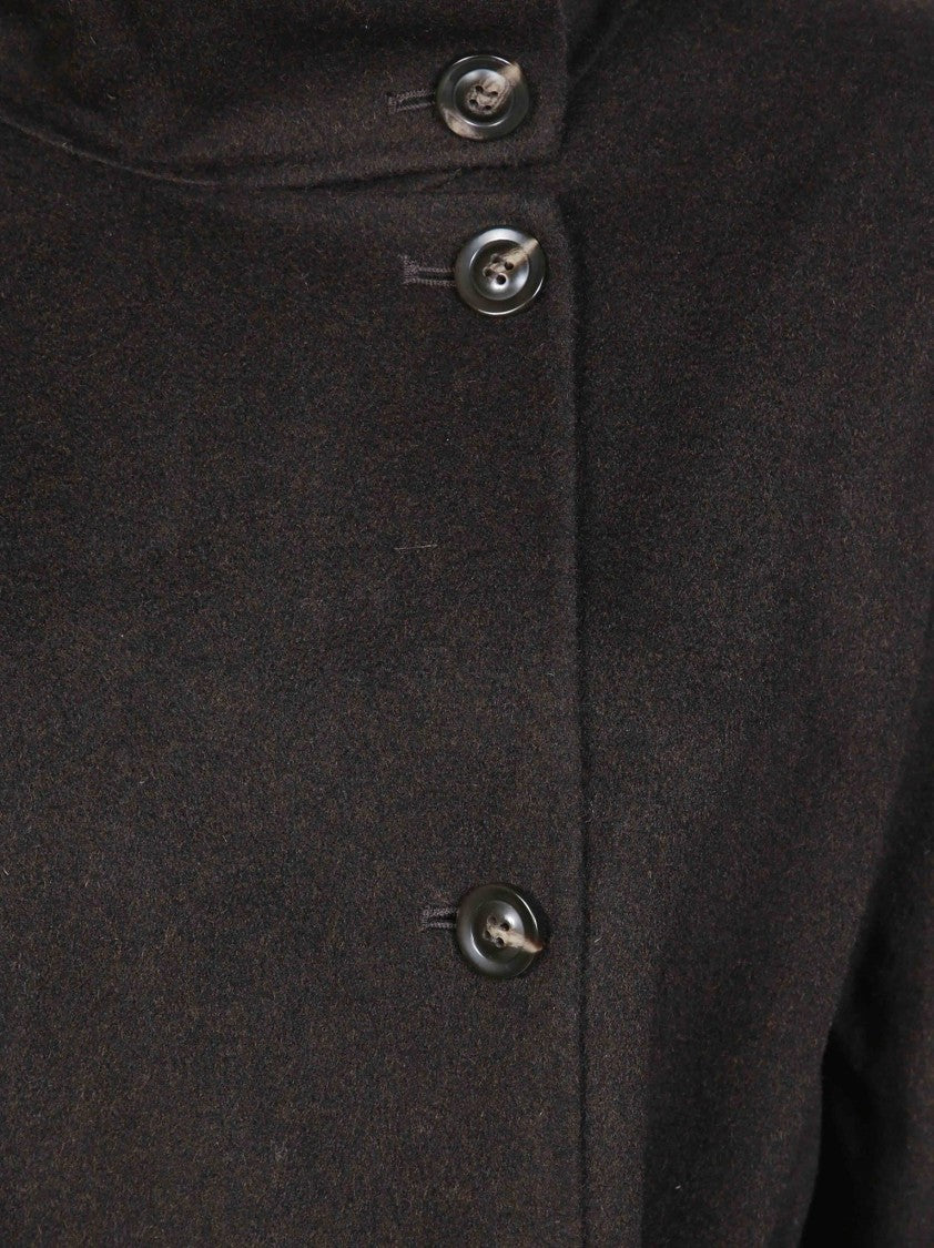 Soeur James High Stand Collar Belted Long Coat