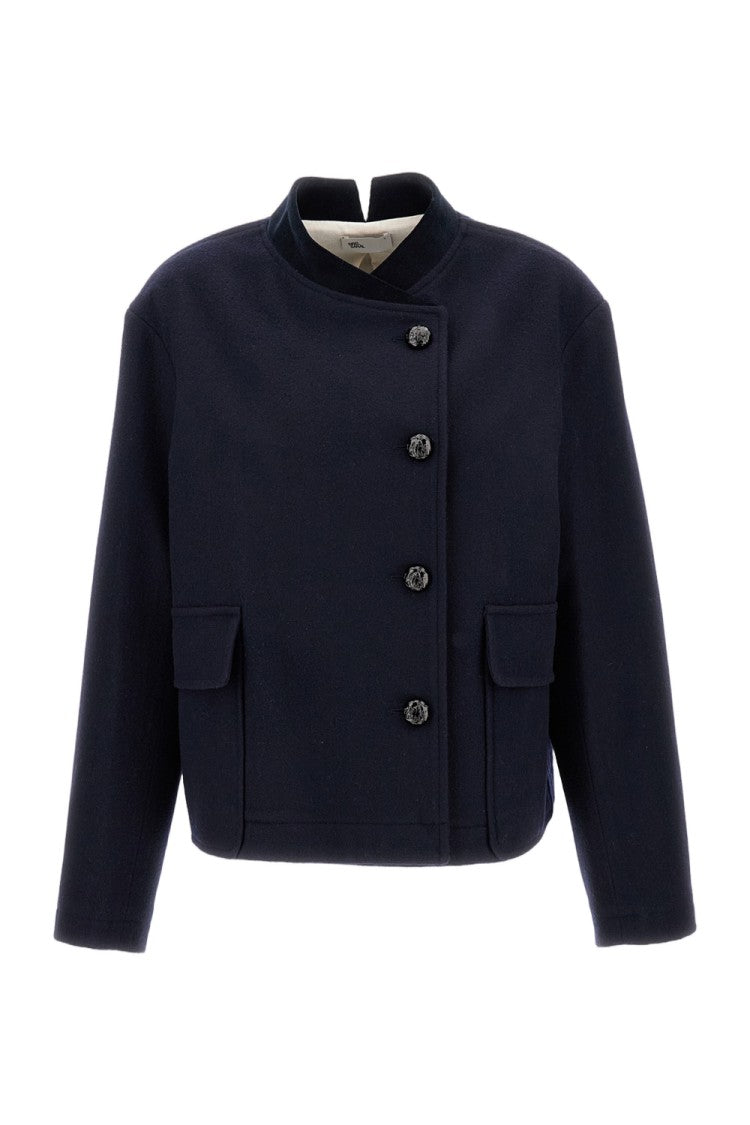 Sibel Saral Classic Blue Jacket With Front Zipper Closure