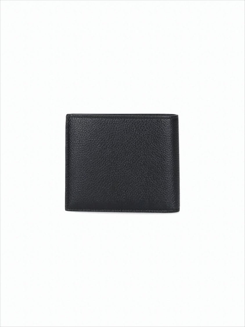 Balenciaga Bifold Wallet In Textured Calf Leather With Distressed Logo Print