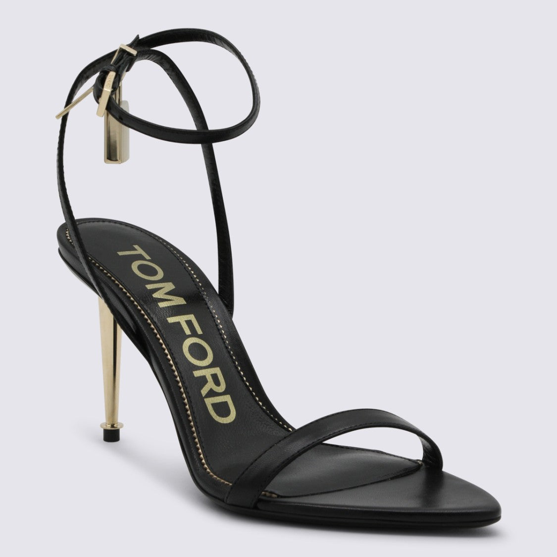 Tom Ford Black Sandals With Metallic Gold Stiletto Heel