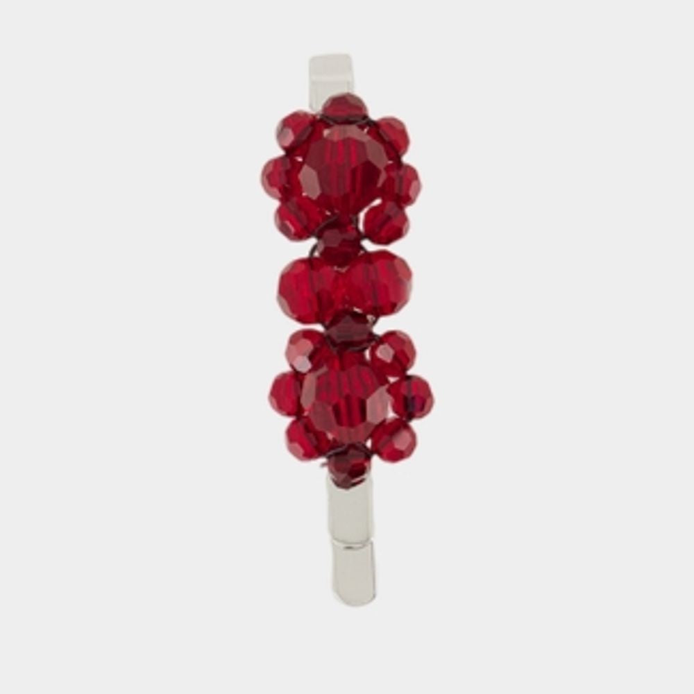 Simone Rocha Mini Flower Hair Clip - Crystal - Red