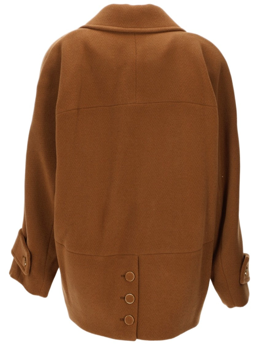 Chloé Short Double-Breasted Lapel Wool Coat