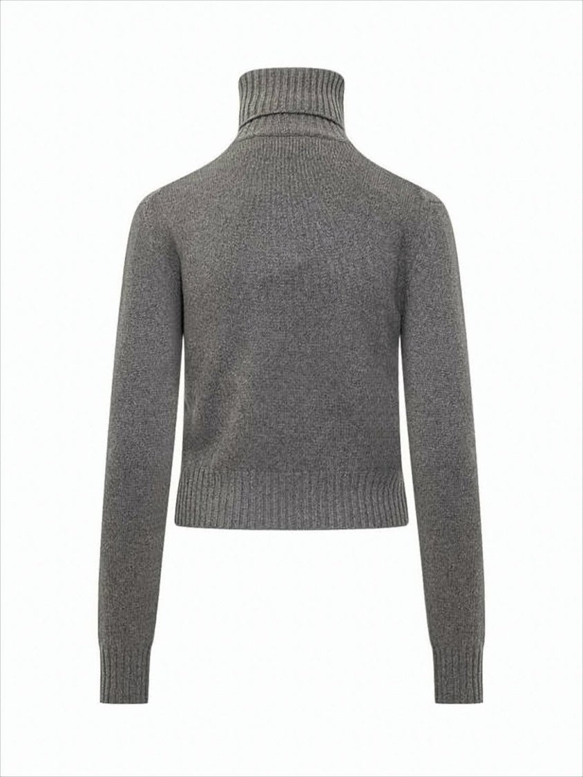 Ami Cropped Cashmere Turtleneck Sweater With Ribbed Details