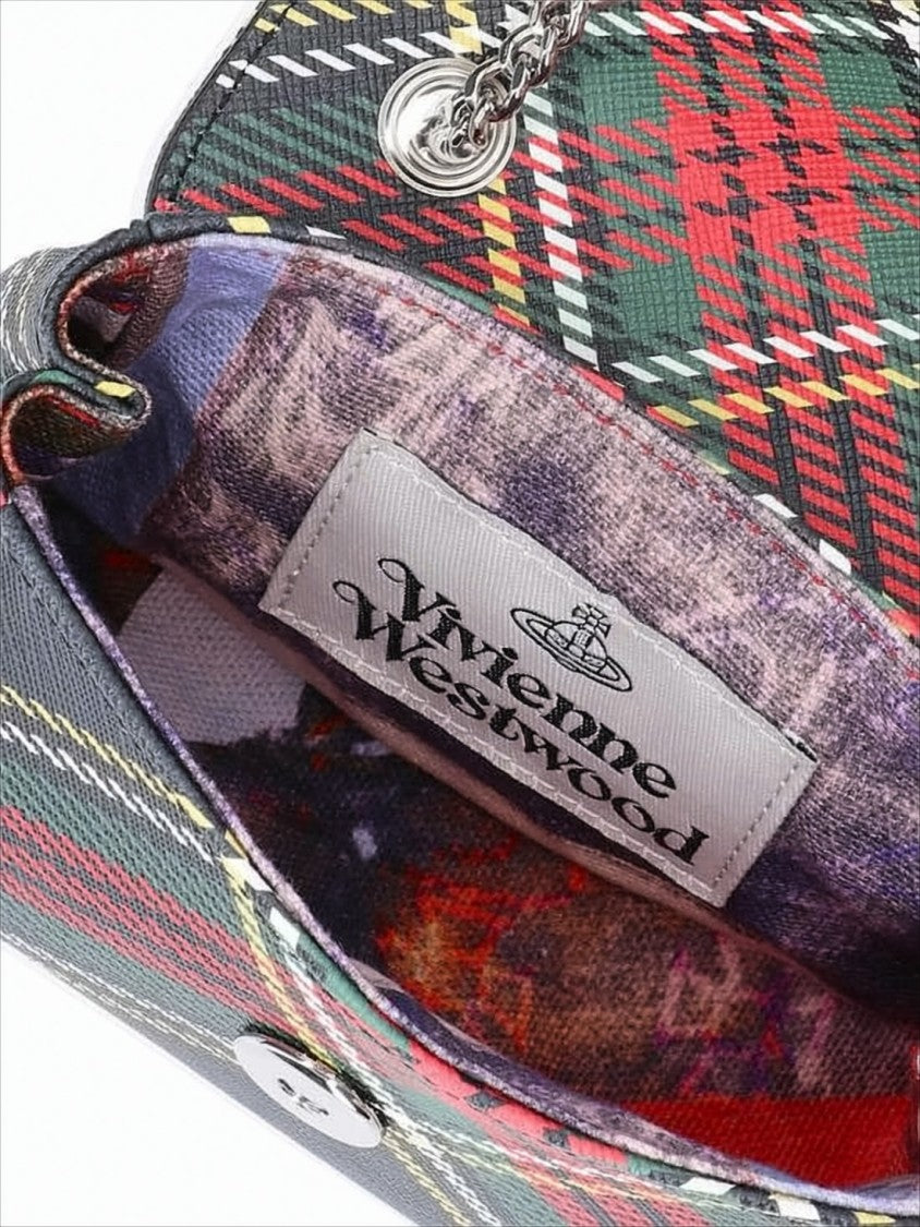 Vivienne Westwood Compact Tartan Plaid Shoulder Bag With Chain Strap