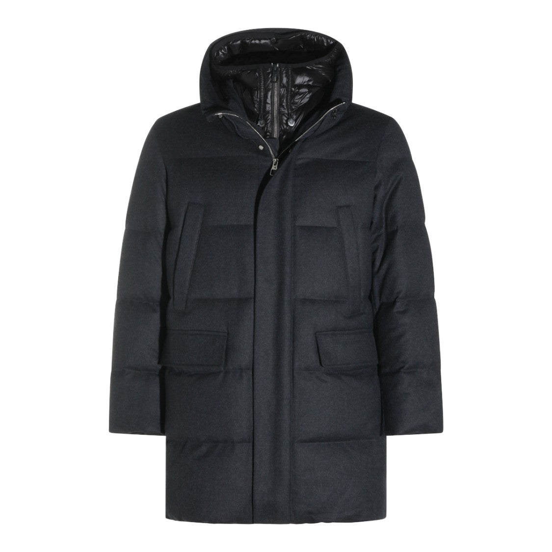Montecore Asphalt Mid-Length Hooded Puffer Down Jacket