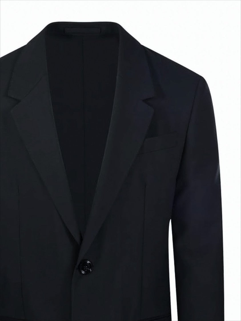 Ami Paris Tailored Black Wool Suit Jacket With Notched Lapel