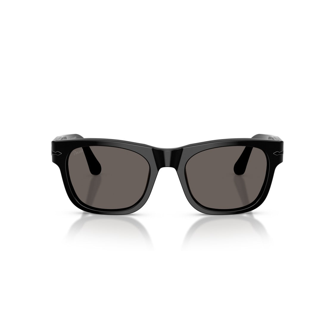 Persol Rectangular Black Acetate Sunglasses With Silver Accents