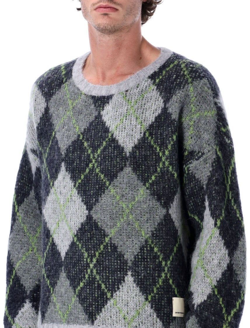 Emporio Armani Recycled Wool Argyle Sweater